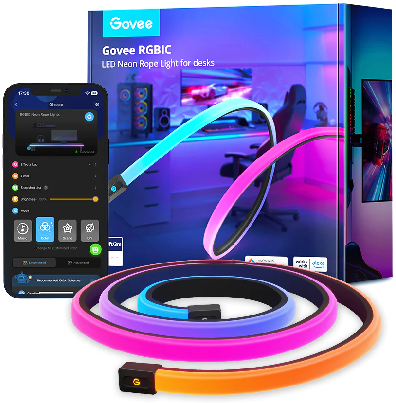 banda led neon rope lights govee h61c3 rgbic, sincronizare muzica, wi-fi+bluetooth, 3m - imagine 8